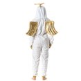 thumbnail image 3 of TBKOMH Christmas Onesie Hooded Pajama Plush Jumpsuit Candy Cane Print Costume Long Sleeve Full Body One Piece Loungewear for Adult Cozy Flannel Holiday Sleep White L, 3 of 5