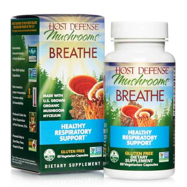 Host Defense, Breathe, 60 Capsules, Respiratory Support, Mushroom