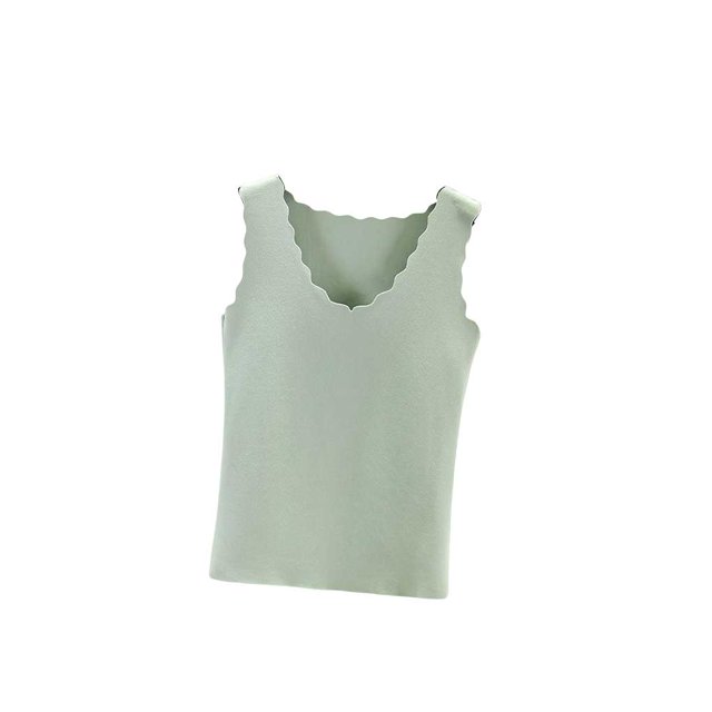 Jumpingount Ropa interior térmica para mujer, chaleco, Otoño Invierno, hogar, escuela, exterior, capa básica, cuerpo delgado, Tops cálidos, ropa interior Camisetas sin mangas Verde claro Jumpingount AP013513-04