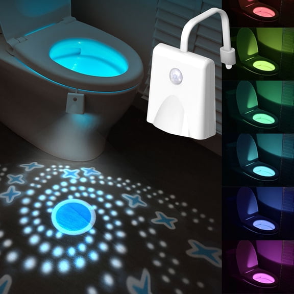 Toilet Light Motion Sensor, 10 Colors Changing Toilet Night Light with Star Projection Light, Rechargable Toilet Bowl Light LED Night Light for Bathroom, Funny Gift for Women Men Teen Girls Boys
