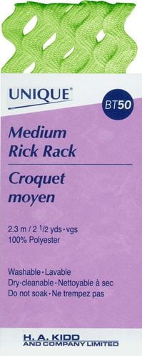 UNIQUE Medium Rick Rack, 6mm x 2.3m, White, Decorative Trimming, 6 mm x 2.3 m