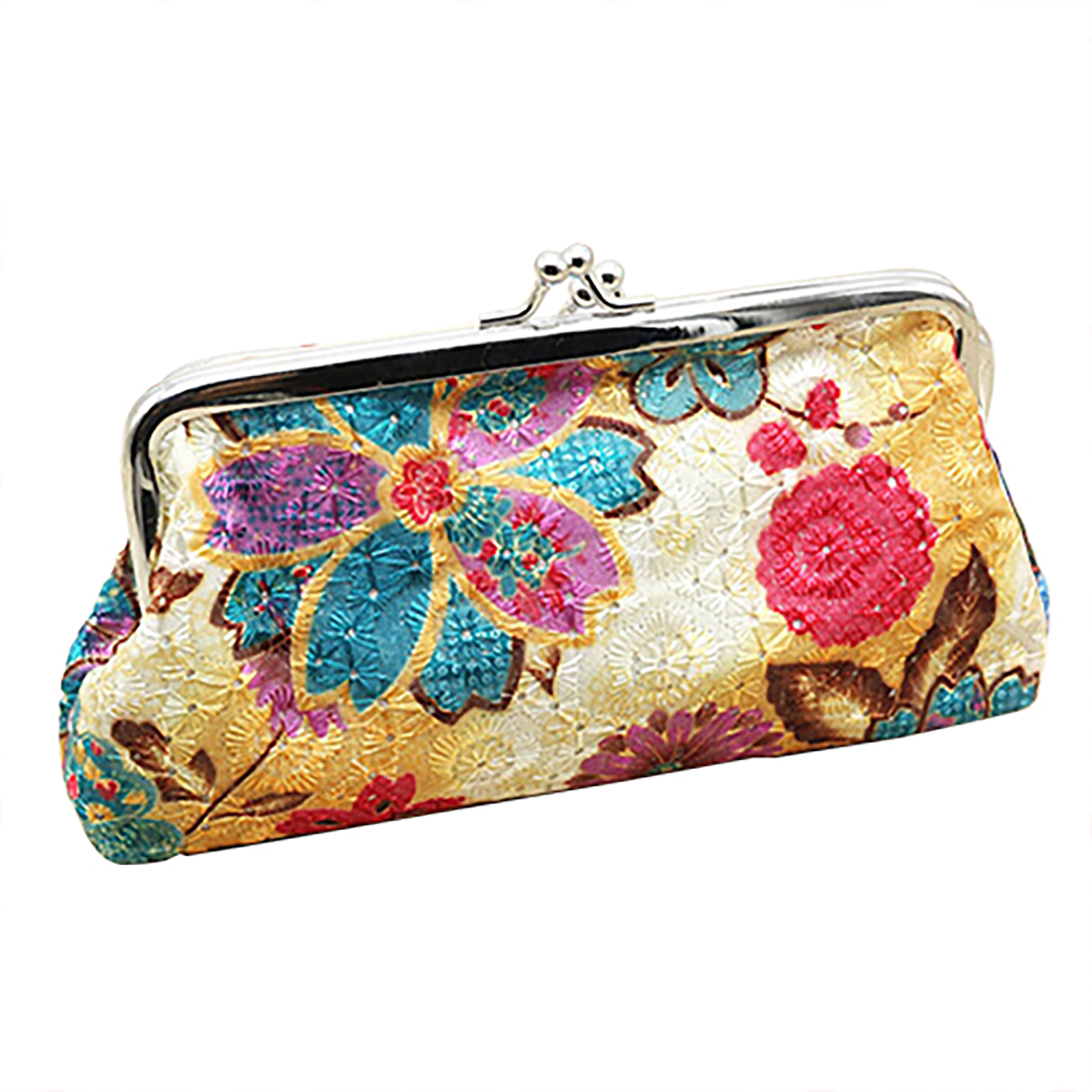 Wallet Embroidery Hasp Closure Flower Cotton Embroidery Hasp Pouch Wallet for Party