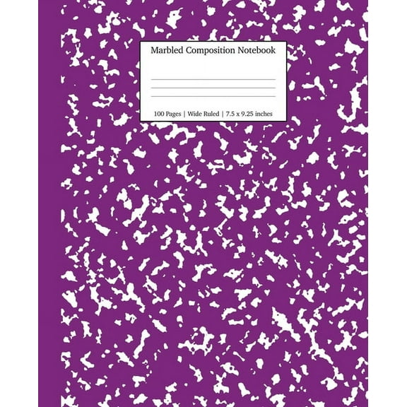 Young Dreamers Press Marbled Wide Rule Composition Notebook, 7.5" x 9.25", Purple, 100 Sheets