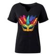 thumbnail image 5 of Uootdi Mardi Gras T Shirts for Women Carnival Graphic V Neck Short Sleeve New Orleans Mardi Gras Party Outfits Spring Going Out Tops Gift, 5 of 6