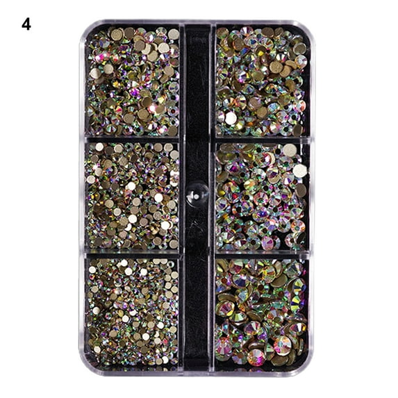 Pnellth 6 Grids/Box 1688Pcs Fingernail Ornament DIY Decorative Glass Nail Art Accessories Super Flash Rhinestone for Personal Use