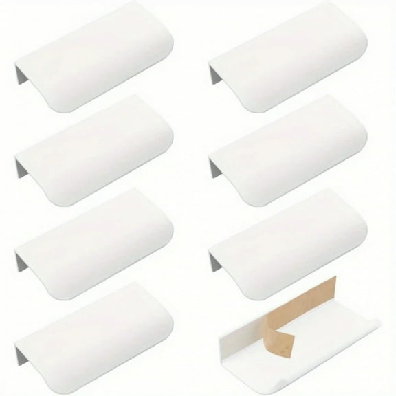 8-Pack Self-Adhesive Finger Pulls, Metal Concealed Drawer Handles, Modern Style Cabinet Hardware for Wardrobe and Drawers, 8cm -