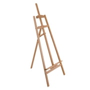 U.S. Art Supply 56" High Medium A-Frame Wood Easel, Lyre Style Studio - Artists Floor Stand, Sturdy Beechwood, Adjustable Height To 43" Canvas - Artwork Painting, Drawing, Sign Display Holder, Student