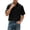Black, variant on Mens Big and Tall Lightweight Cotton Shirts Stand Collar Short Sleeve Shirt Button Up Casual Tops with Pocket Breathable Summer Shirt for Beach Vacation and Daily Wear