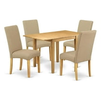 East West Furniture Norden 5-piece Wood Dining Set in Oak/Dark Khaki
