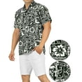 thumbnail image 2 of HAPPY BAY Men's Hawaiian Shirt Summer Beach Shirts Casual Button Down Short Sleeve Dress Shirts for Men 4XL Tropical, Black Vacation Party, 2 of 5