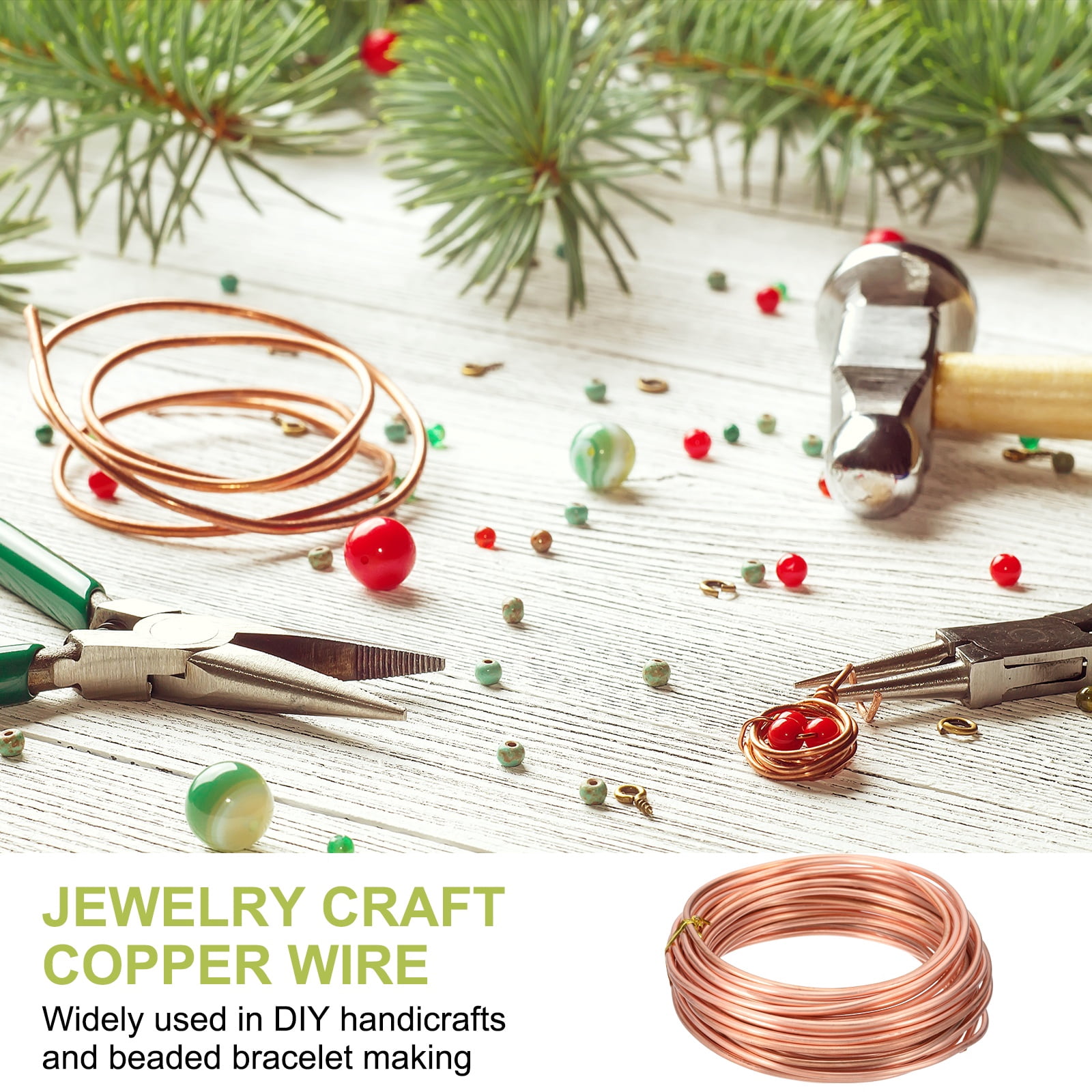 99.9% Pure Copper Wire for Jewelry Making, 10 Gauge (2.6mm) Copper Craft Wire 24.6 Feet