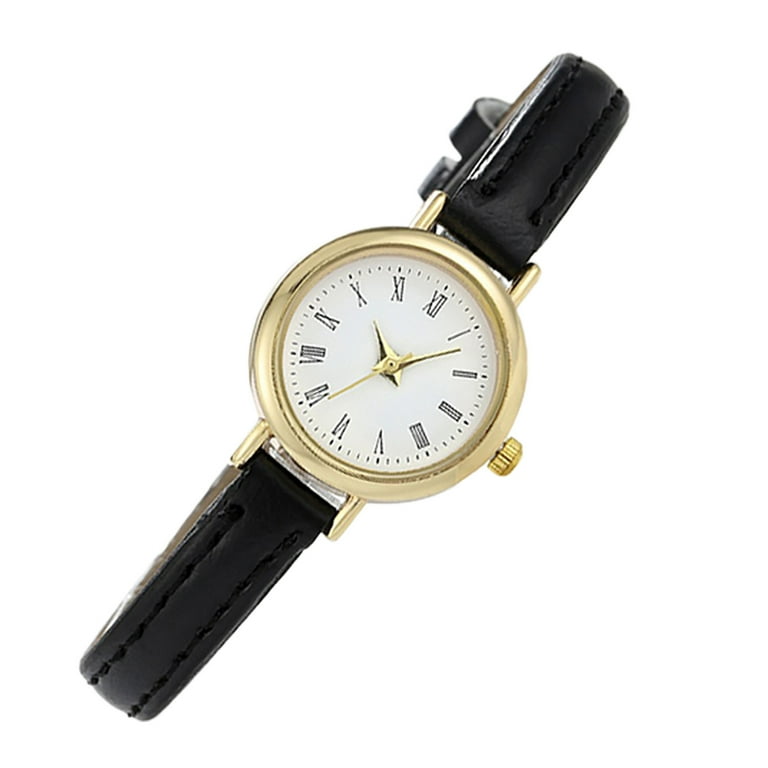 rygai Ladies Watch Accurate Thin Strap Delicate Vintage Ultra-small Dial  Decoration Alloy Academy Style Quartz Watch Clothing Gift,Black & White 
