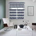 thumbnail image 4 of Dark Blue Gray Kitchen Curtains Sets for Windows 36 Inch Length, Horizontal Stripe Minimalist Geometric Rod Pocket Window Treatments Tier Curtains and Valances Set for Bedroom/Bathroom, 4 of 8