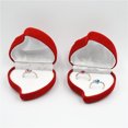 thumbnail image 5 of Caja de anillo de compromiso Minnieouse boda vitrina joyería terciopelo rojo forma de corazón, 5 of 5