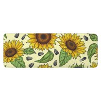 Yellow Sunflower Seed Pattern Kitchen Rug Mat,Kitchen Runner Rugs Non Skid Washable,Decorative Kitchen Floor Mats for Kitchen,Sink,Laundry,17"x47.2"