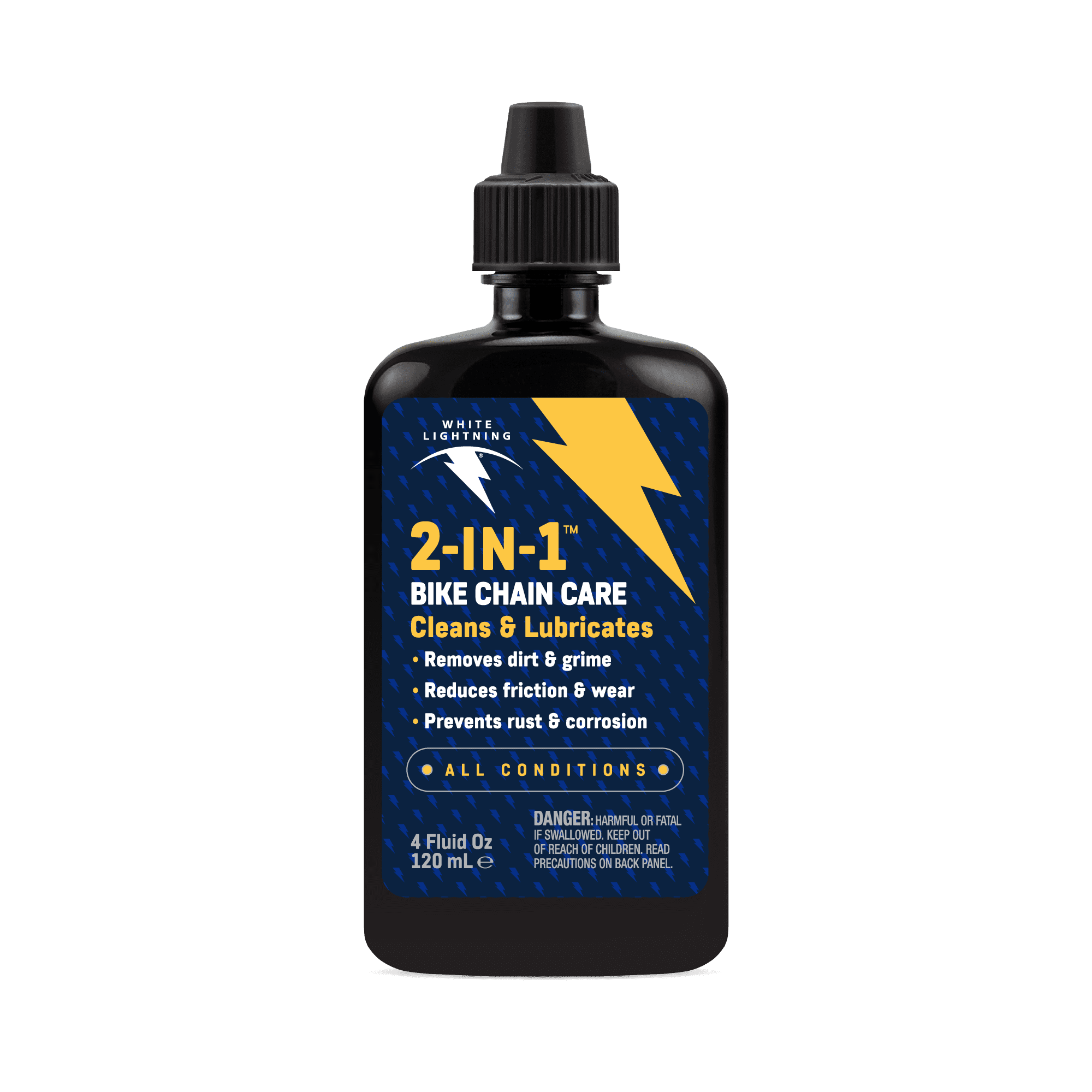 (2 pack) White Lightning® 2-in-1™ Fast & Easy Bicycle Chain Lube, 4oz