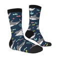 thumbnail image 2 of Goofa Friendly Smiling Sharks Printed Men's Crew Socks, Soft Durable Breathable Moisture-Wicking with Odor Control Cotton socks, 2 of 9