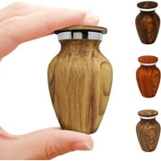 KC KATIE COLLECTION BY URNSELLER Small Keepsake Cremation Urn for Human Ashes Aluminum with Wood Grain Finish | Mini Metal Sharing Personal Funeral Urn for Pet or Human Ashes (Oak)