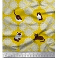 thumbnail image 1 of Soimoi Modal Satin Fabric Floral & Cat Animal Print Fabric by The Yard 42 Inch Wide, 1 of 1