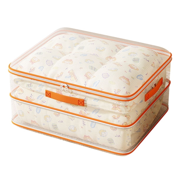 Bolsa de almacenamiento de rejilla transparente comprimible, impermeable, transparente y portátil, con asas para la organización del hogar.