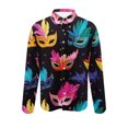 thumbnail image 4 of lcziwo Mens Mardi Gras Shirts Long Sleeve Novelty Mask Graphic Print Button Down Shirt Tuesday Carnival Party Blouse Tops Fashion Casual Lapel Shirts Lightning Deals of Today Prime Multicolor XL, 4 of 5