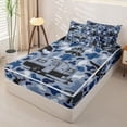 thumbnail image 2 of catabedysis Camo Camping Zipper Twin Comforter Sets with Fitted Sheet and 2 Pillowcases,Wildlife Camper Pattern Zipper Bedding Set For Boys,Blue Grey,Navy Blue Reversible,4-Piece, 2 of 7
