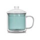 thumbnail image 1 of Taza de vidrio de doble pared de 12 oz con tapa y asa, taza de té o café de vidrio borosilicato colorido, 1 of 7