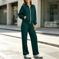 thumbnail image 6 of Jerdar Womens 2 Piece Sweat Sets Collared Zip Jacket Wide Leg Sweatpants Oversized Side Pockets Spring Fall Airport Travel Outfits XL, 6 of 9