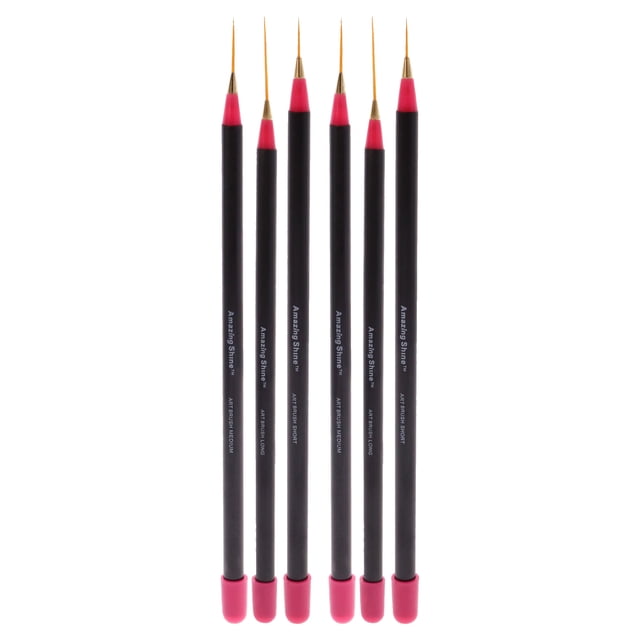 Amazing Shine - Juego de 3 pinceles profesionales para decoración de uñas de Amazing Shine para mujeres (3 piezas para decoración de uñas), paquete de 2
