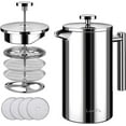 thumbnail image 1 of French Press, 600ml Double Insulated 304 Stainless Steel Coffee Tea Maker 4 Level Filtration System, No Coffee Grounds, Rust-Free, Dishwasher Safe, 1 of 7