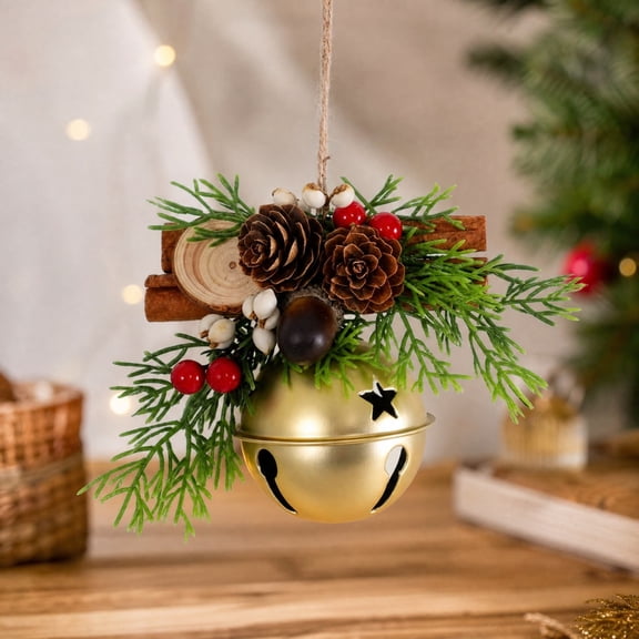 Aurorax Green Wreaths Christmas Decorations,Christmas Wreath for Door with Pinecones Berries Bells Farmhouse Small Hanging Ornament for Patio Xmas Tree Porch