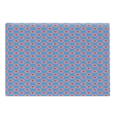 Flower Cutting Board, Exotic Hibiscus Feminine Spring Petals Repetition, Decorative Tempered Glass Cutting and Serving Board, in 3 Sizes, by Ambesonne