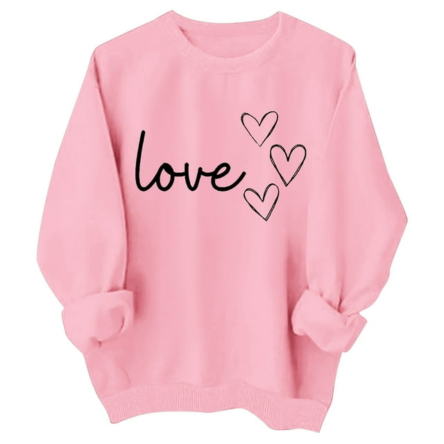 MEZZALL Mignon Filles Enfants Cœur Mignon Graphique Amour Chandails en Molleton Manches Longues Col Rond Hauts de Vacances Chandail Doux Quotidien pour Tout-Petits, Rose, 3-4 Ans