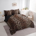 thumbnail image 3 of Homewish Cartoon Leopard Print Bedding Comforter Set 7 Pieces, Brown Stripes Lines Full Bedding Set, Rustic Farmhouse Reversible Fitted Sheet Flat Sheet, Microfiber Bedroom Decor, 3 of 7