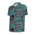 thumbnail image 2 of Balery Snake And Rose Printed Men’s Short Sleeve Polo Shirt, Midweight Men's Shirt,Golf Polo shirts -Large, 2 of 9