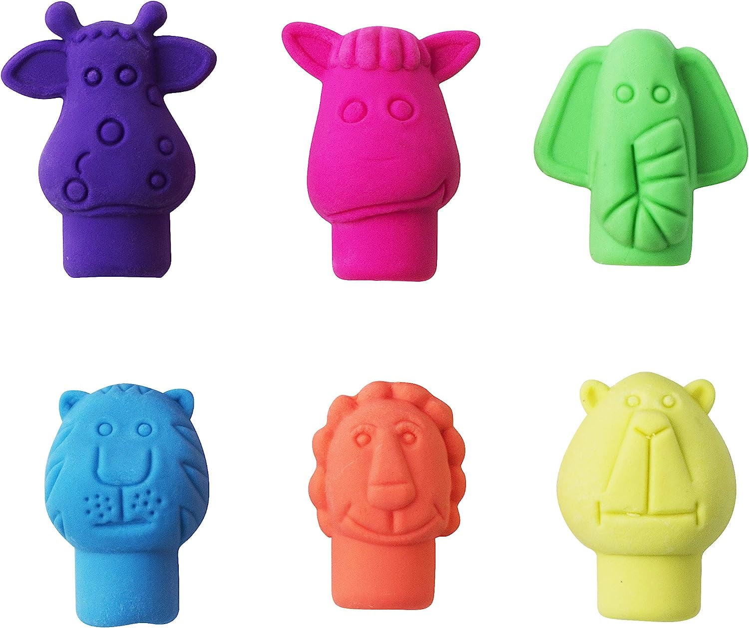 Mr. Pen Animal Eraser Pencil Caps Erasers, Assorted Colors, 60 Pack