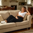 thumbnail image 7 of Women's Pants Pregnant Women Elastic Waist Breathability Leisure Sports Straight-Leg Jeans Full Length Pants Black L, 7 of 7