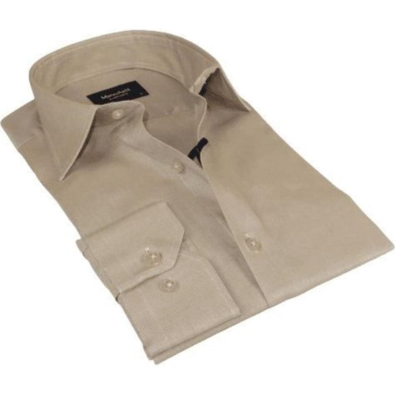 Mens 100% Cotton Shirt From Turkey Manschett by Quesste Slim Fit 4029-10 Tan