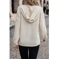 thumbnail image 3 of Women's Apricot Solid Textured Drawstring Henley Hoodie, 3 of 7