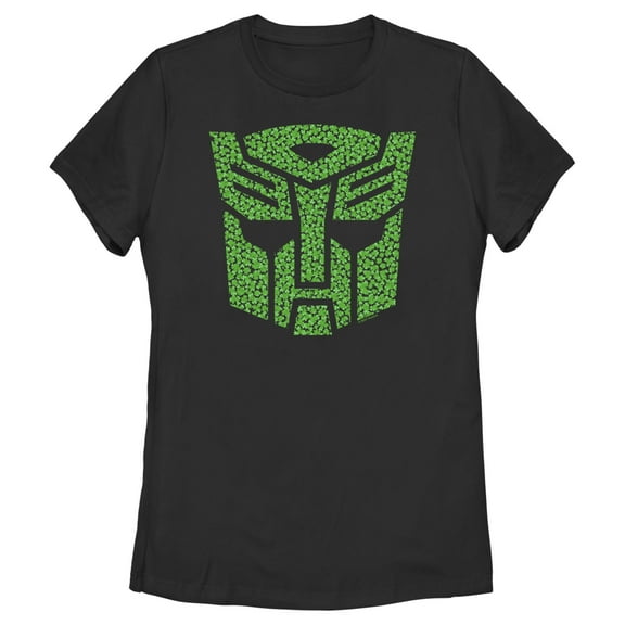 Women's Transformers St. Patrick's Day Cloverfield Autobot Logo Graphic Tee Black X Large