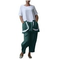 thumbnail image 1 of Womens Loungewear Two Piece Casual Linen Short Sleeve Tops with Two Pockets Cropped Wide Leg Pants Pajamas Sets, 1 of 7