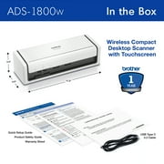 Brother ADS-1800W Wireless Compact Desktop Scanner, Scan Speeds of Up to 30ppm, 2.8 Color Touchscreen