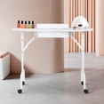 thumbnail image 2 of FDW Portable Nail Table with Controllable Wheels, Client Wrist Pad Drawer, White, Iron & MDF, 2 of 7