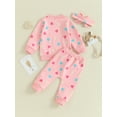 thumbnail image 5 of Baby Girl Autumn Clothes 6M 12M 18M 24M 3Y Newborn Toddler Long Sleeve Valentine's Day Heart Print Sweatshirt Pants Outfits Infant Tracksuits, 5 of 10