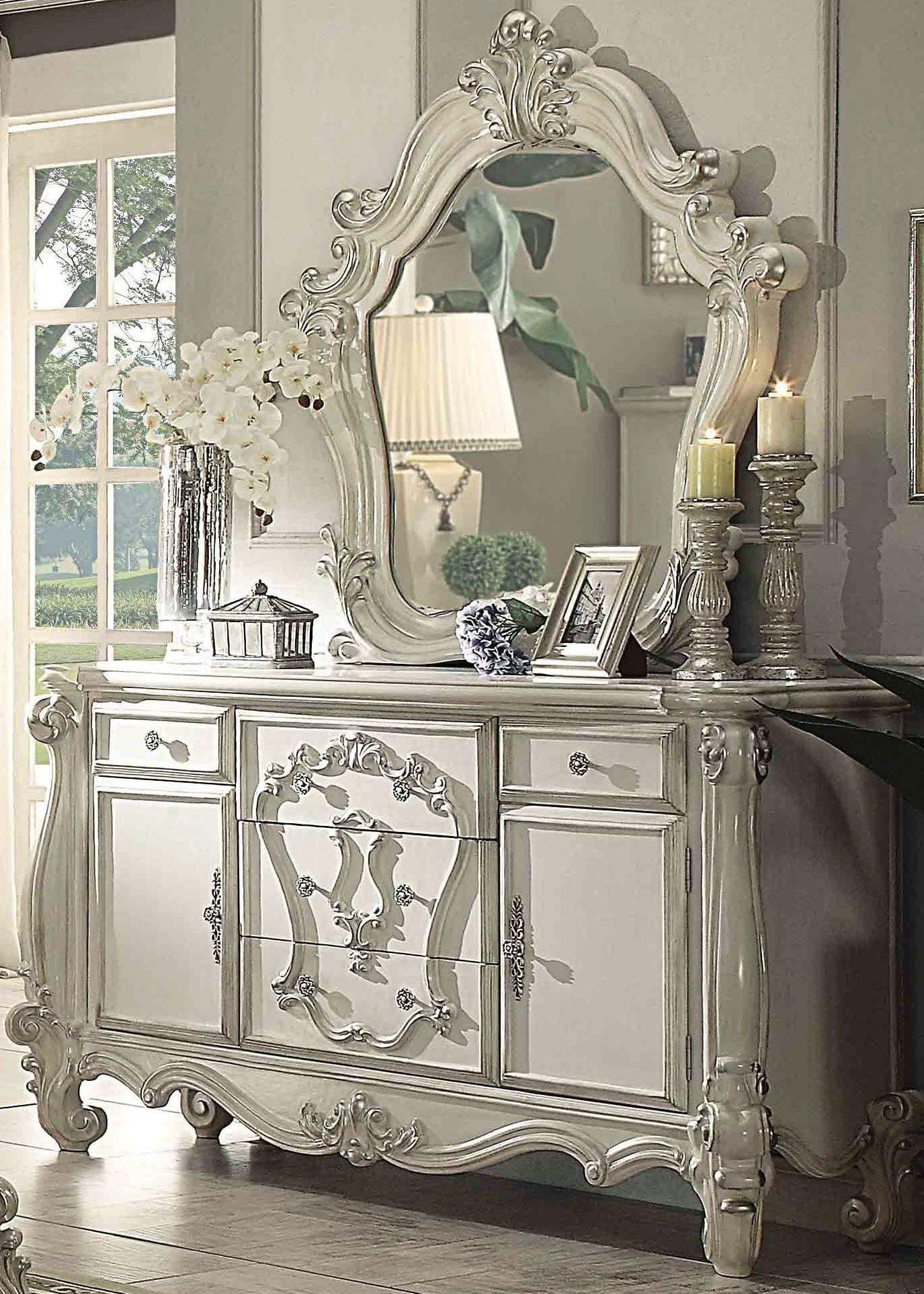 Acme Furniture 21127EK Versailles Ivory Velvet & Bone White King Bedroom Set 3Pc - image 9 of 9