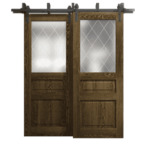 Sliding Closet Barn Bypass Doors 36 x 80 inches | Ego 5011 Marble Oak | Modern 6.6ft Rails Hardware Set | Wood Solid Bedroom Wardrobe Doors