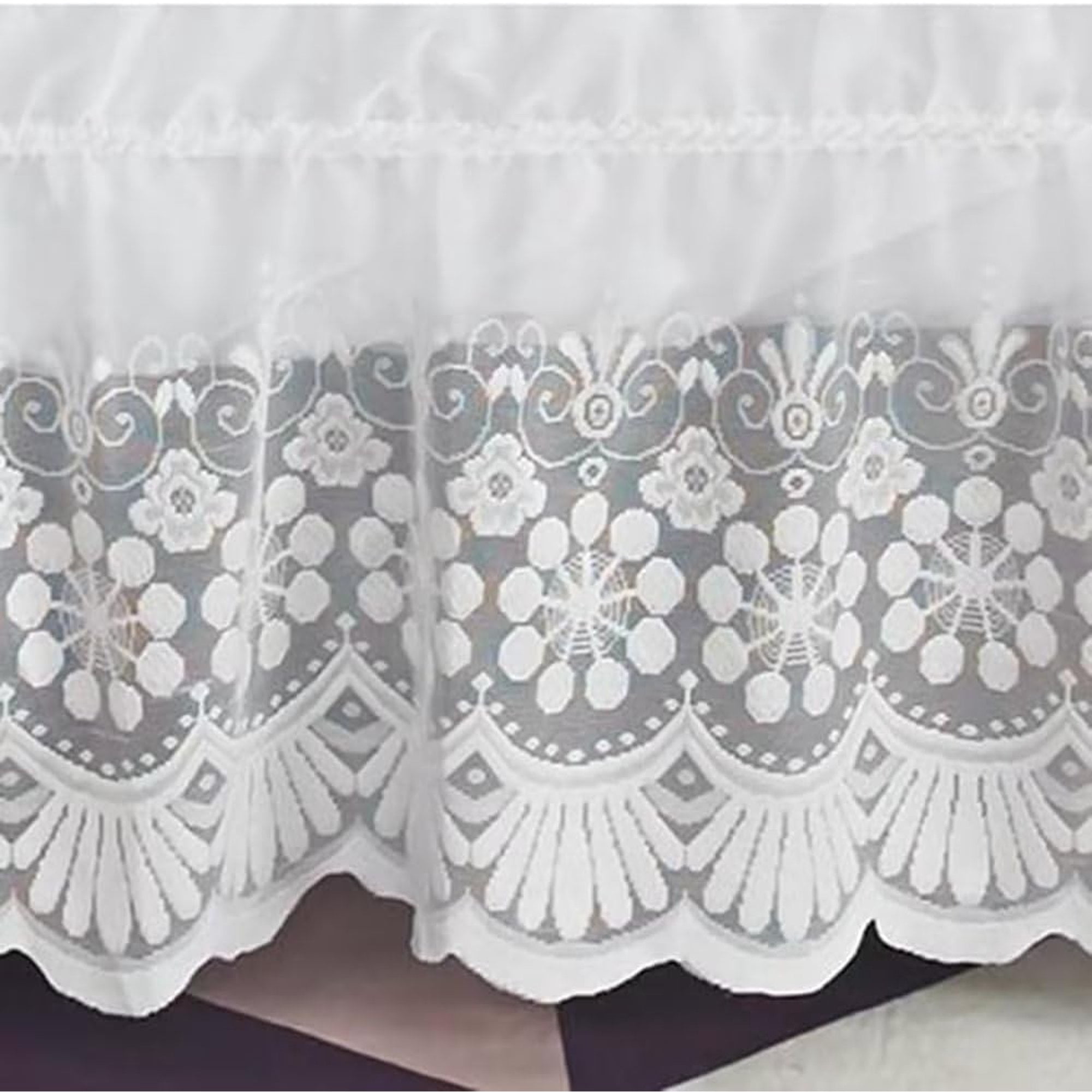 Mictong lace edge elastic bed skirt, easy to cover dust-proof bed skirt, non slip bed cover, skirt style lace thickened all season universal bed cover, 78 * 39 inches, white, 1 piece