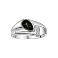 thumbnail image 1 of RYLOS Men's Rings Sterling Silver Ring - Timeless Pear Shape Cabochone Gemstone & Diamonds - Tear Drop Black Star Sapphire Rings For Men  Size 11, 1 of 6