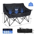 thumbnail image 4 of Slsy Oversized Heated Double Camping Chair, 2-Person Heated Folding Chairs for Outdoor Sports w/ 3 Heat Levels & 4 Heating Zones, Patio Lounge Chairs Folding Camping Chair Supports 550 lbs, 4 of 8