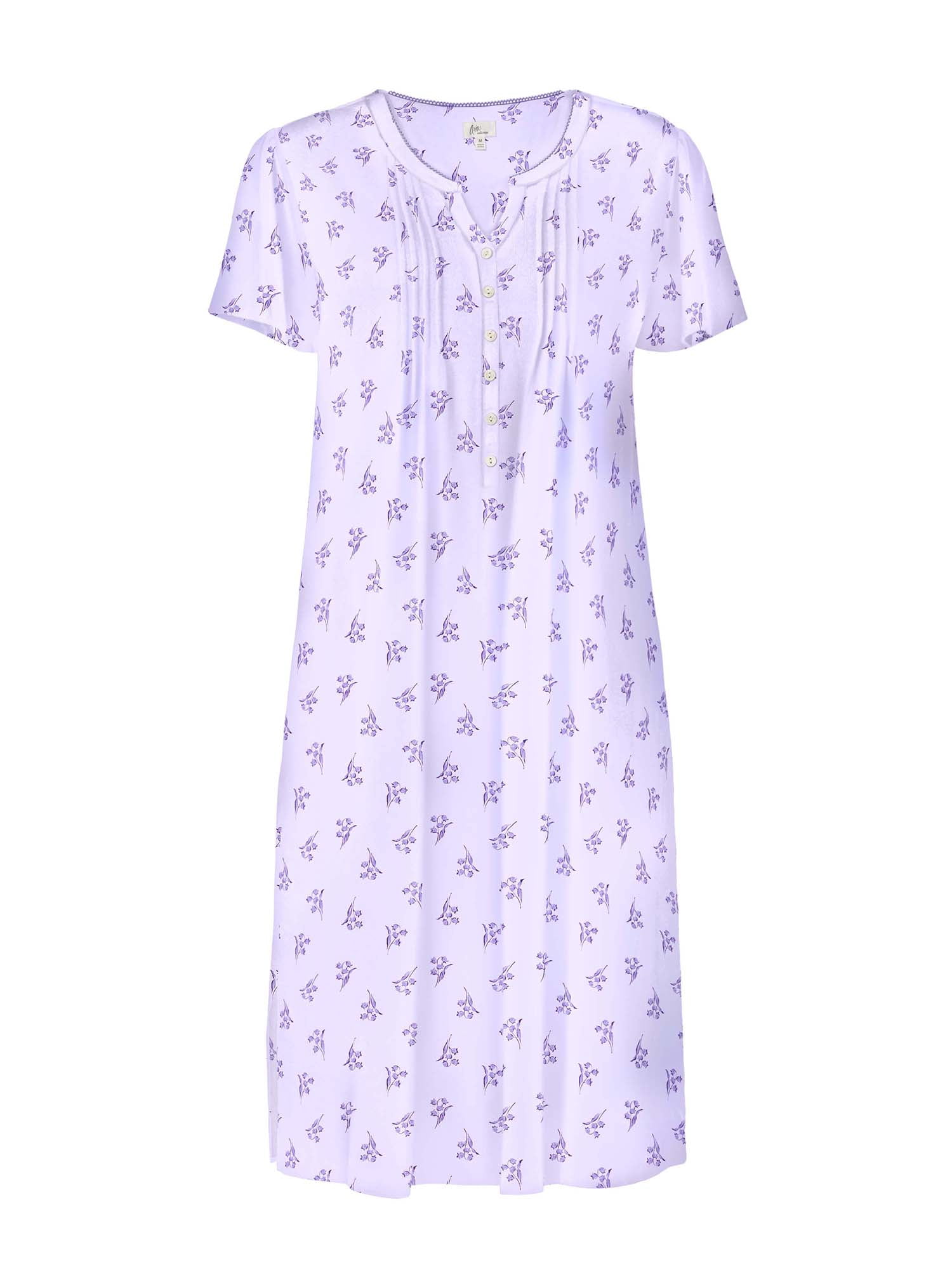 Aria Women’s Short Sleeve Split Neck Sweater Knit Nightgown, Sizes XS-5X